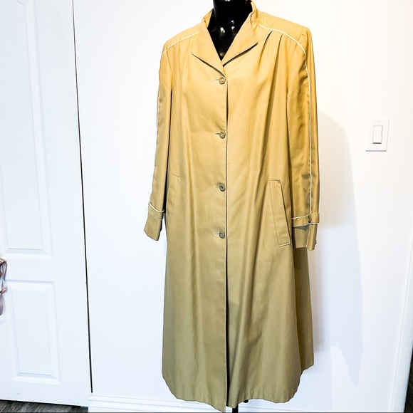 Vintage Jackets & Blazers - VINTAGE Tan Beige Trench Coat With Detail Piping